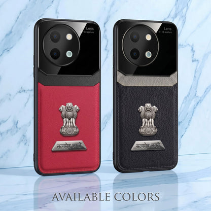 Vivo Y58 5G Satyamev Jayate 2-in-1 Emblem Leather Lens Protective Back Case