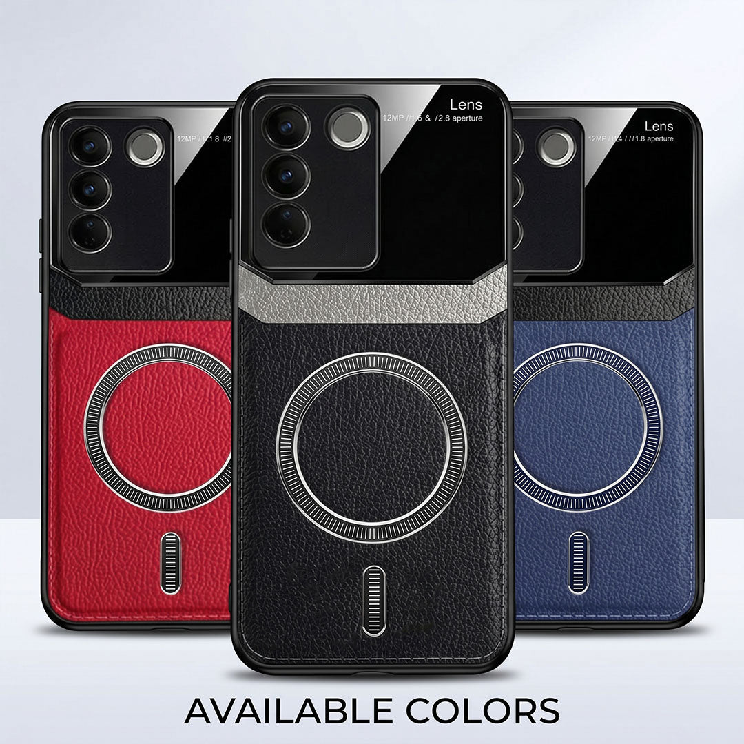Vivo V27 5G Premium Magsafe Magnetic Leather Lens Protective Case