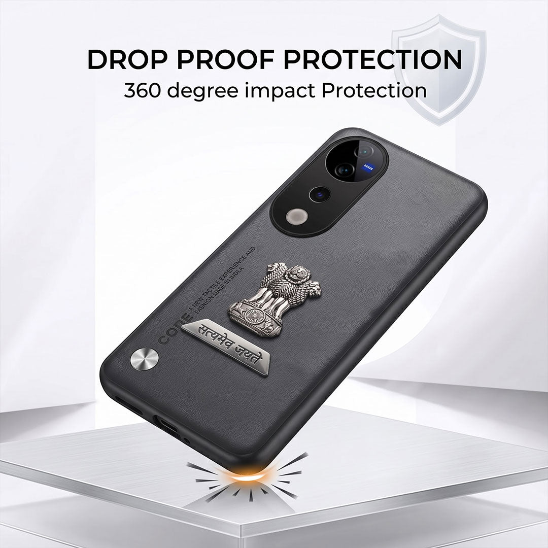 Vivo V40 Pro 5G Satyamev Jayate 2-in-1 Emblem Vegan Leather Back Case