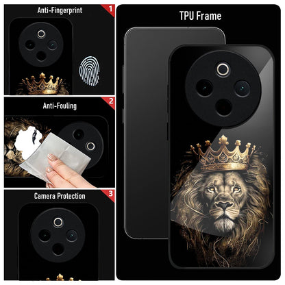 Vivo T4 5G Premium Acrylic Shockproof Glass Back Case (Crowned Lion)