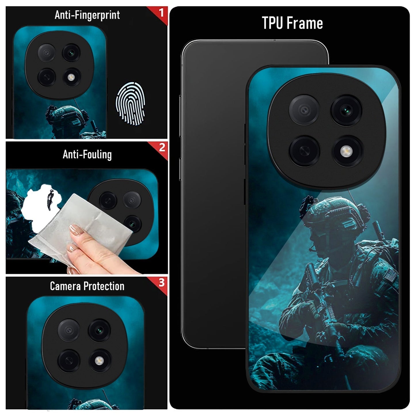 OPPO F29 Pro 5G Premium Acrylic Shockproof Glass Back Case (Soldier Case)