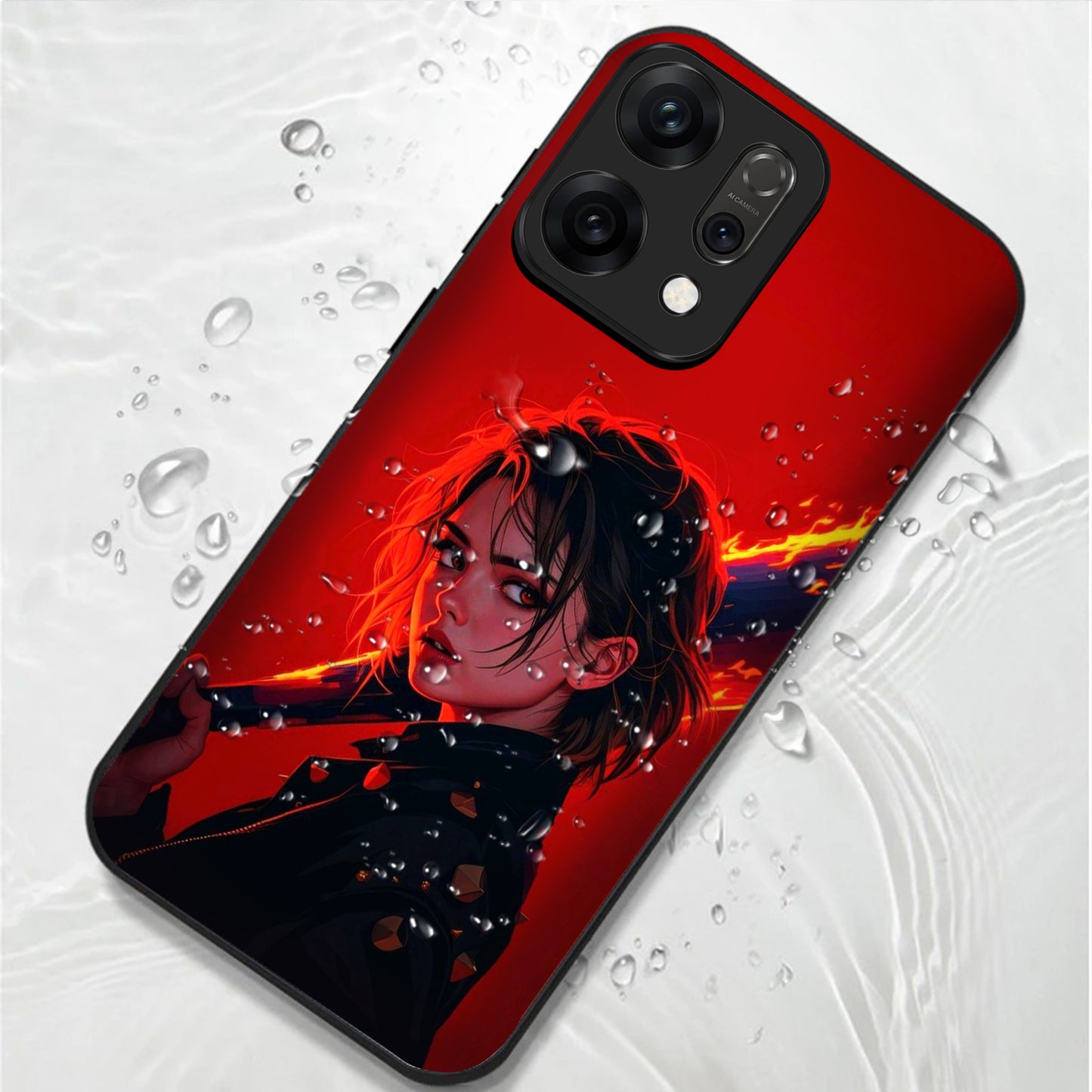 Oppo Reno 14 5G Premium Acrylic Shockproof Glass Back Case (Flame Case)
