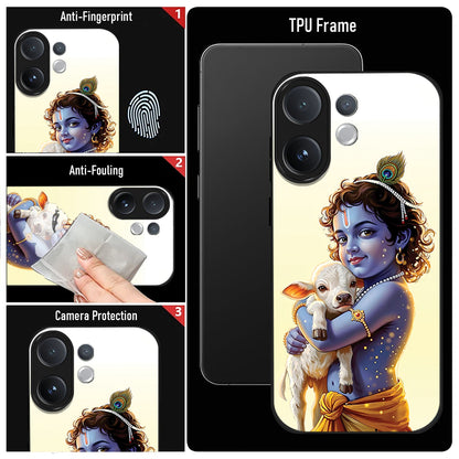 Vivo V60 5G Premium Acrylic Shockproof Glass Back Case (Cute Krishna)