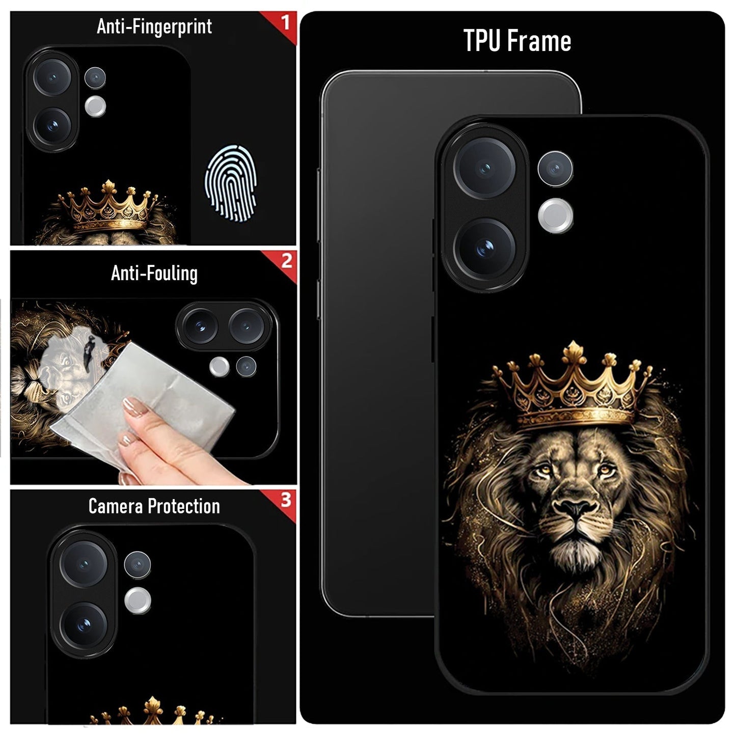 Vivo V60 5G Premium Acrylic Shockproof Glass Back Case (Crowned Lion )