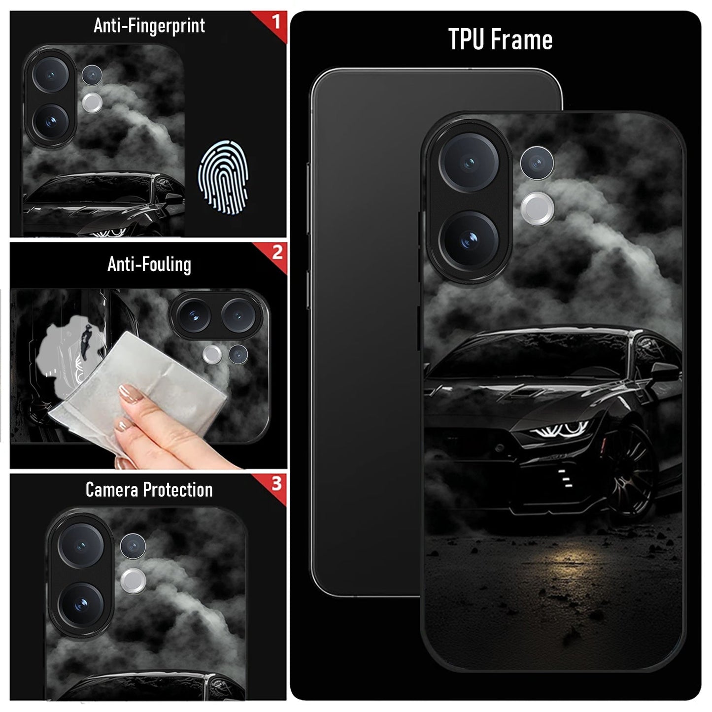 Vivo V60 5G Premium Acrylic Shockproof Glass Back Case ( Black BMW )