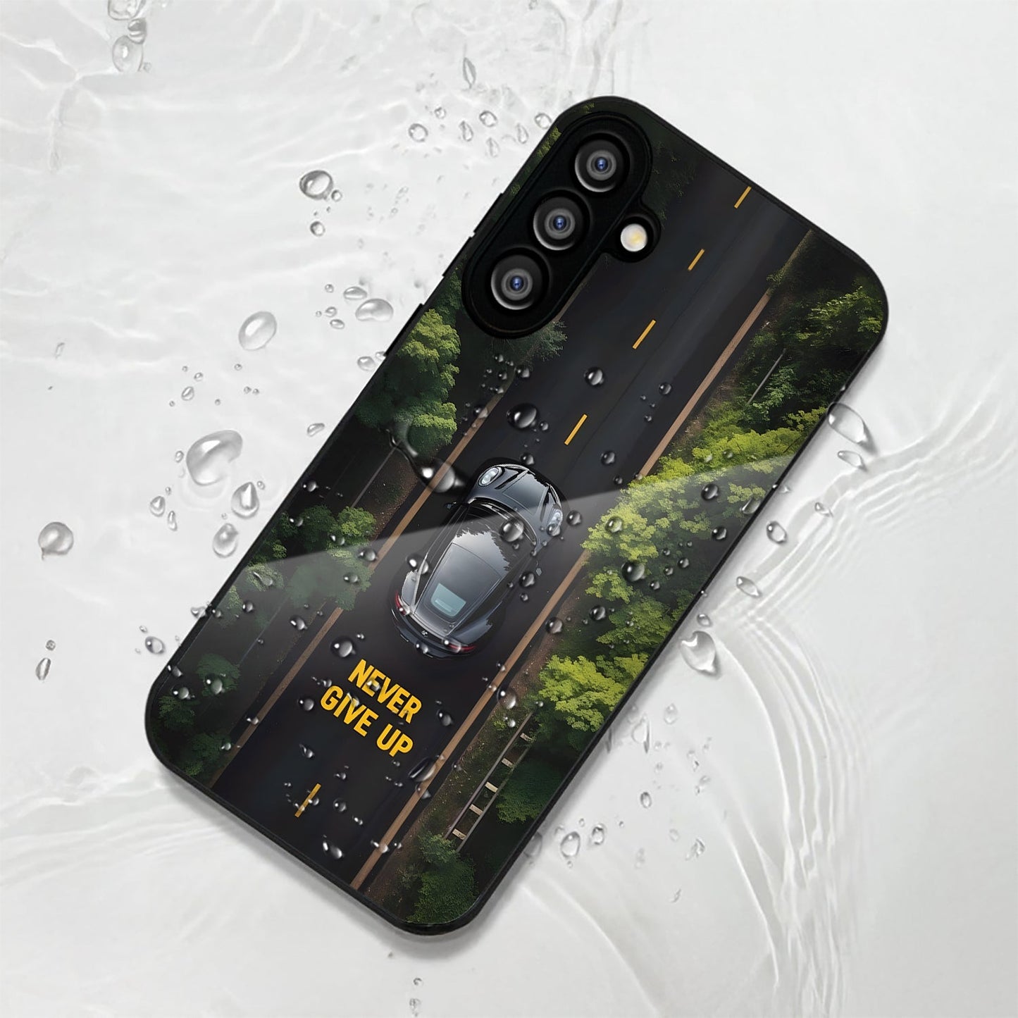 Samsung Galaxy A56 Premium Acrylic Shockproof Glass Back Case (Road Never Give Up)