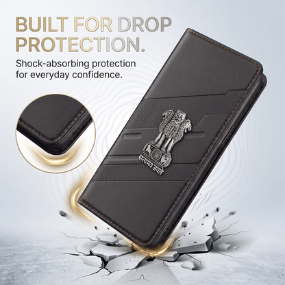 Vivo T4 5G Satyamev Jayate 3D Emblem Magnetic Flip Wallet Case