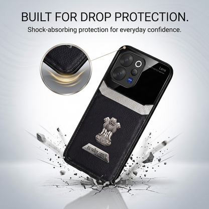 Vivo V70 5G Satyamev Jayate 2-in-1 Emblem Leather Lens Protective Back Case