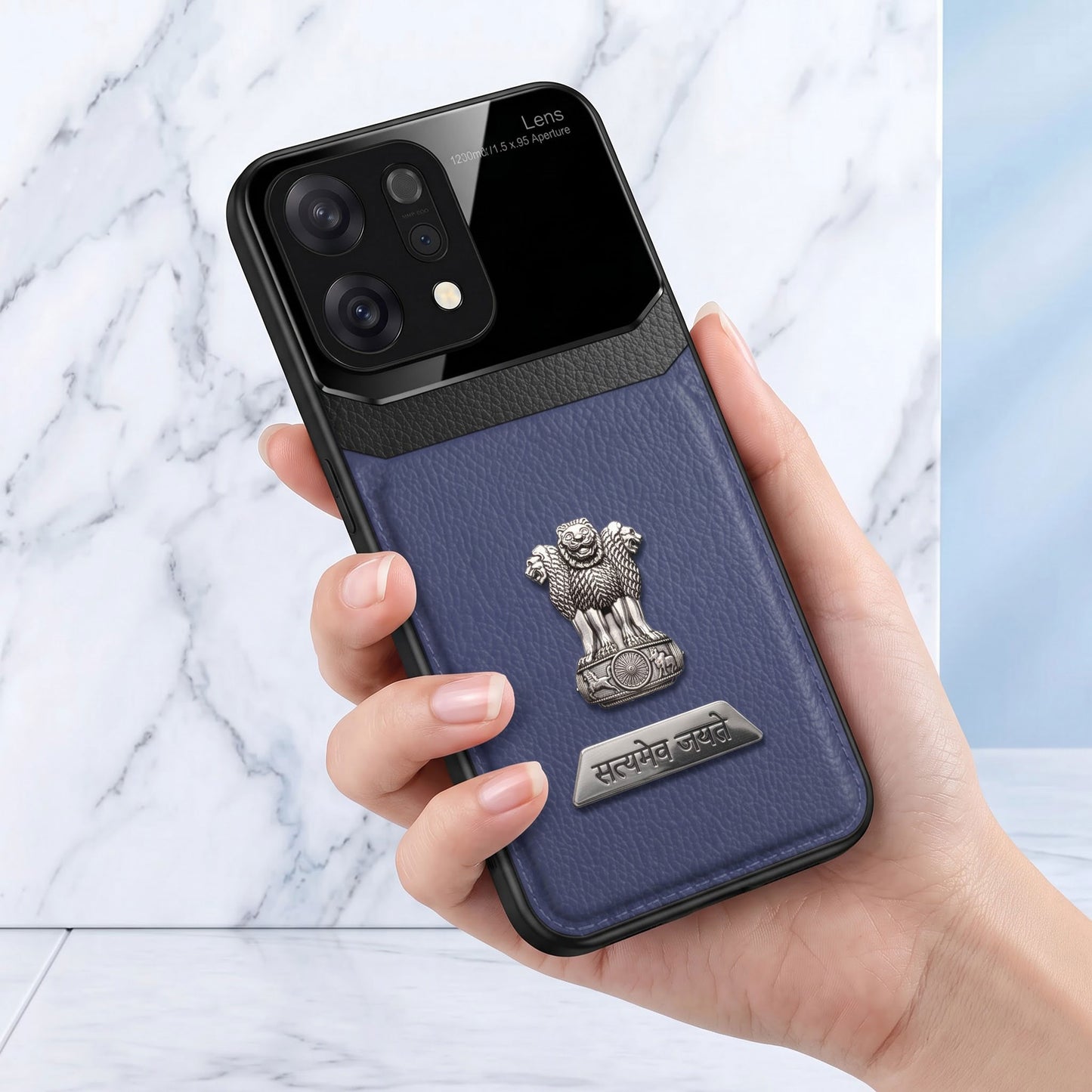 Oppo Reno 14 5G Satyamev Jayate 2-in-1 Emblem Leather Lens Protective Back Case