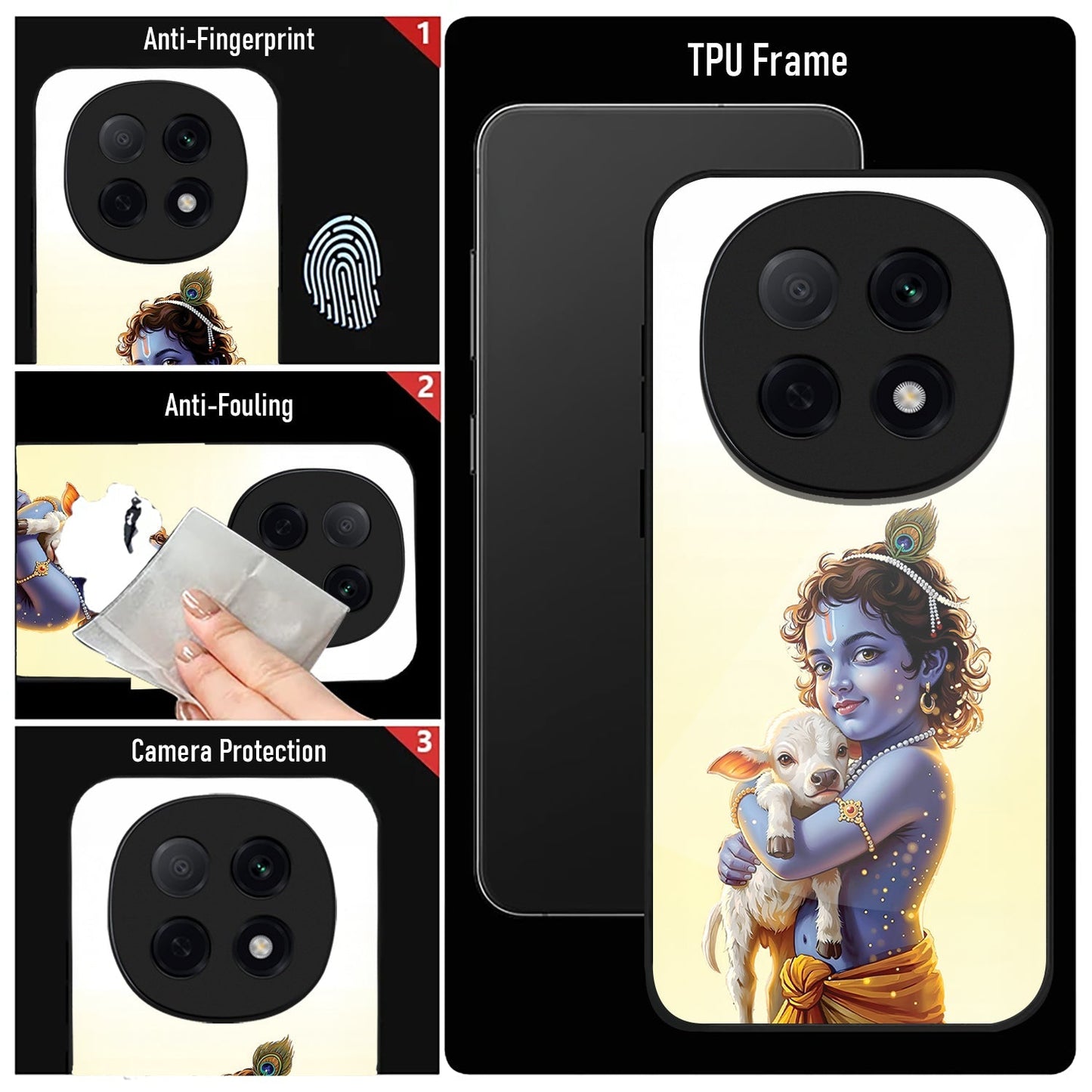 OPPO F29 Pro 5G Premium Acrylic Shockproof Glass Back Case (Cute Krishna)