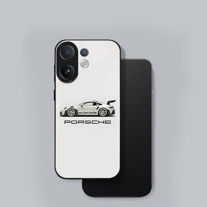 Vivo V60 5G Premium Acrylic Shockproof Glass Back Case (White Porsche)
