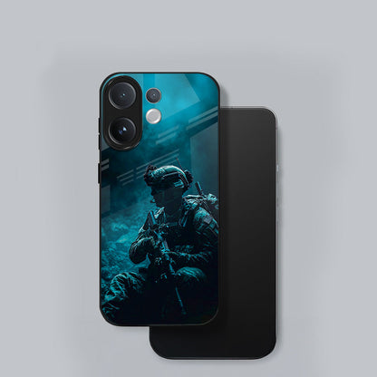 Vivo V60 5G Premium Acrylic Shockproof Glass Back Case (Soldier Case)