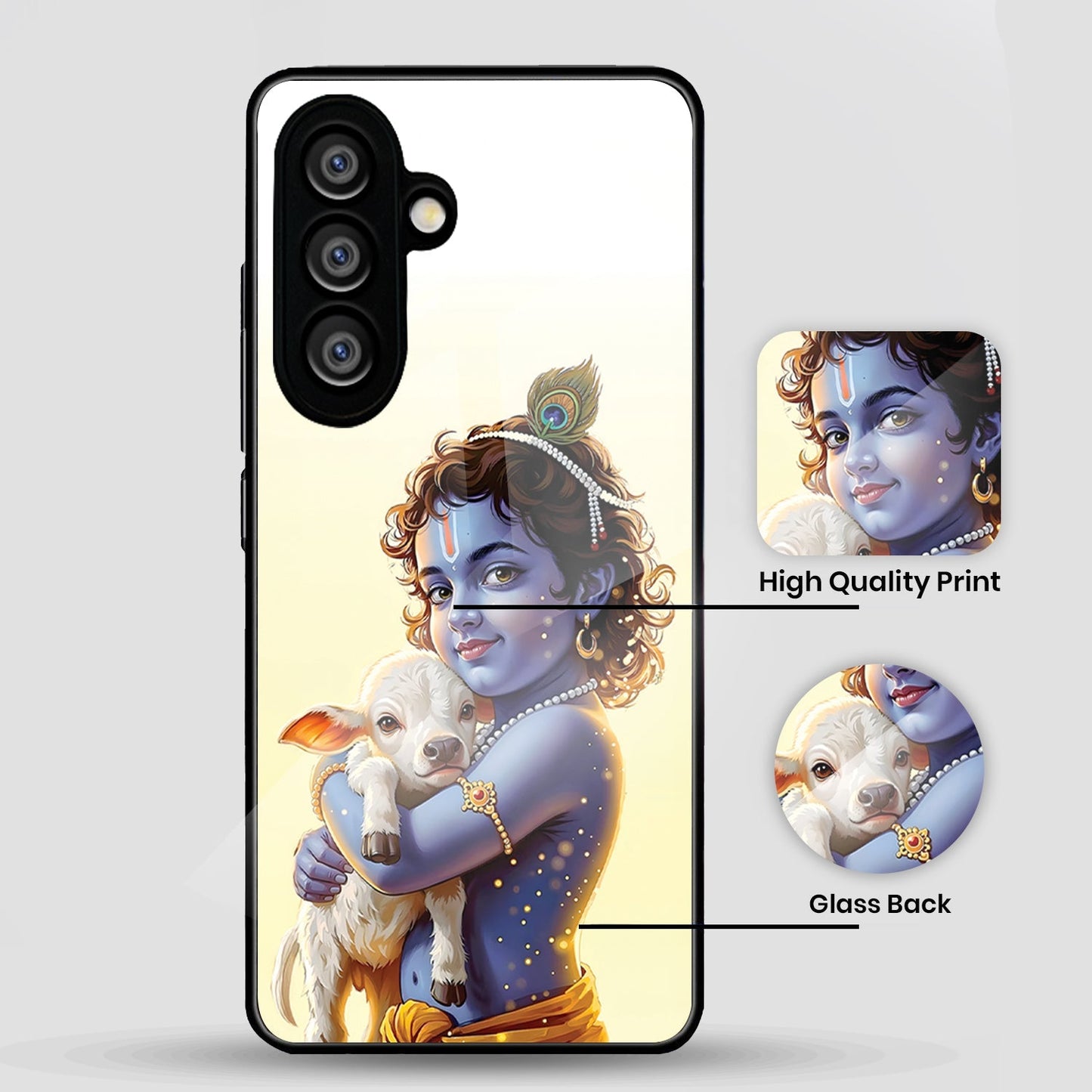 Samsung Galaxy A36 5G Premium Acrylic Shockproof Glass Back Case (Cute Krishna)