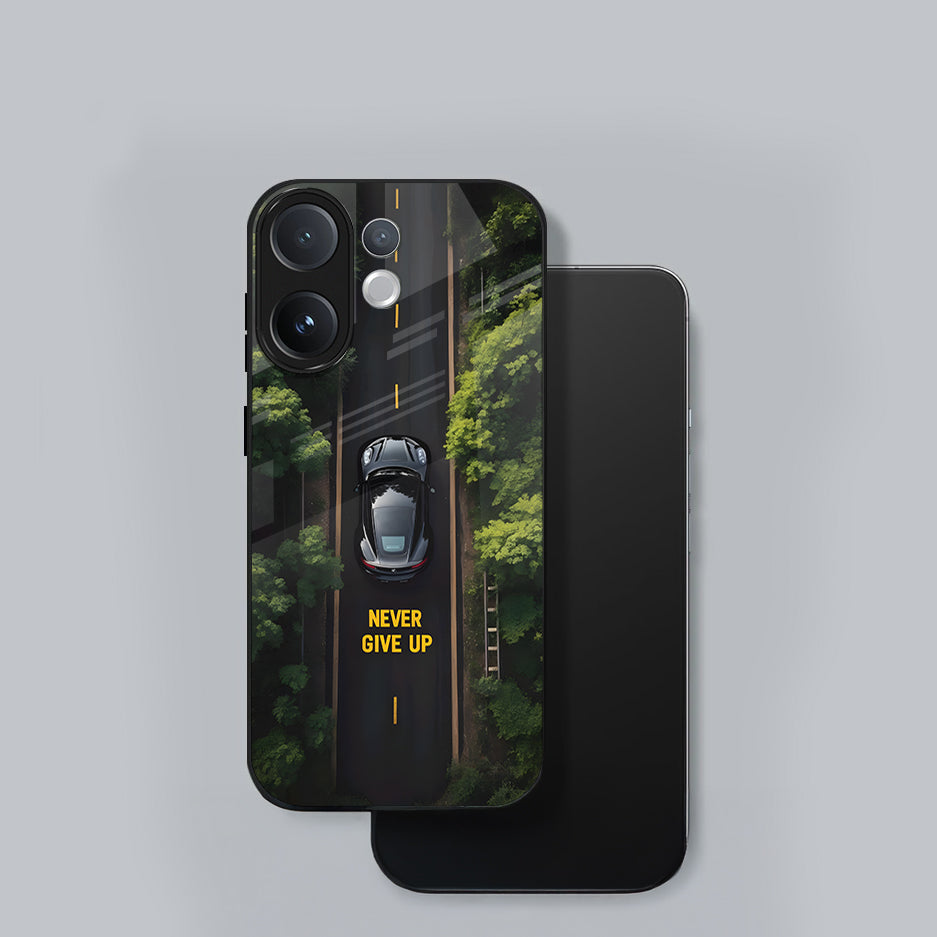 Vivo V60 5G Premium Acrylic Shockproof Glass Back Case (Road Never Give Up)