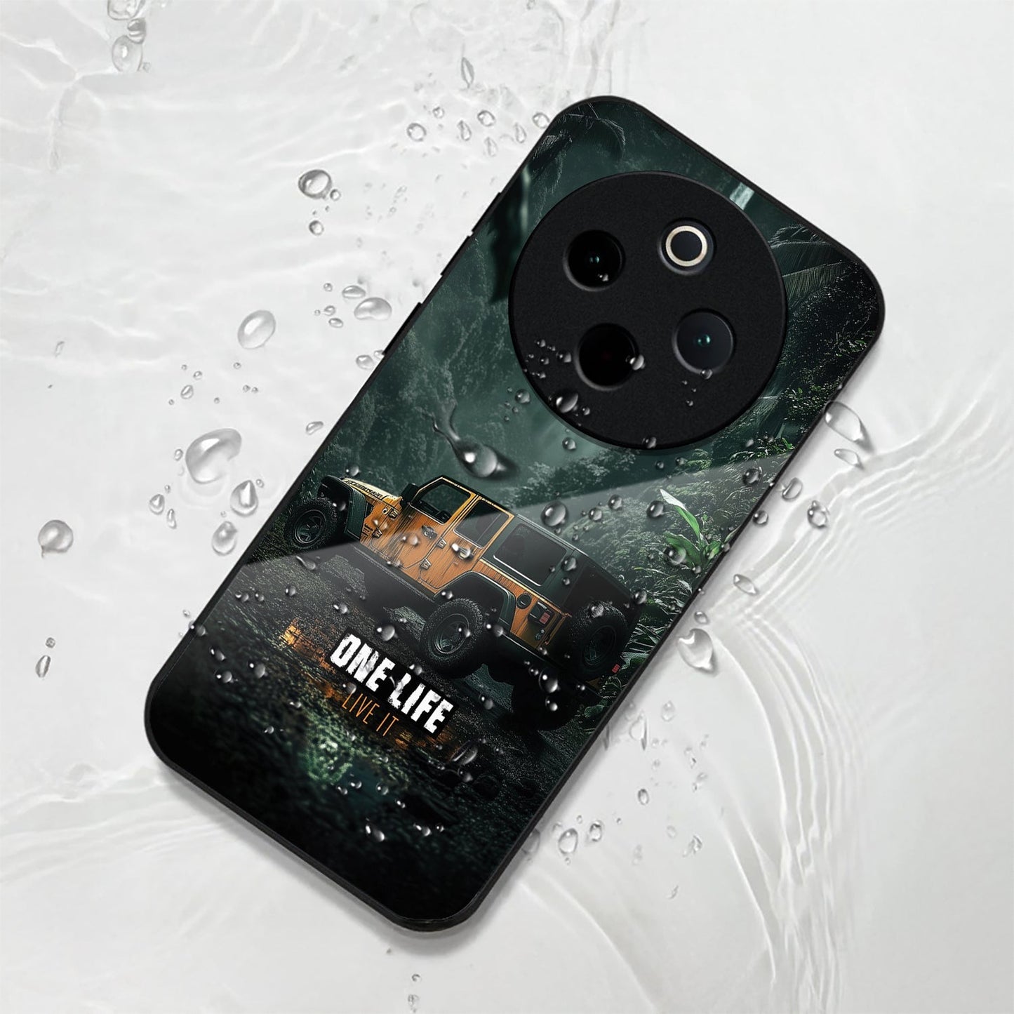 Vivo T4 5G Premium Acrylic Shockproof Glass Back Case (Jeep Case)