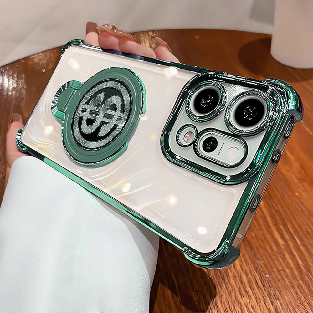 Oppo Reno14 5G Four Corner Airbags 100% Original Astro Money Magnet Rotating Dollar Case (Buy 1 Get 1 Surprise Cover)