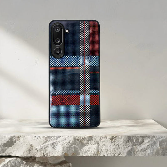 Samsung Galaxy M56 Luxury Grid Pattern Glass Back Shockproof Case
