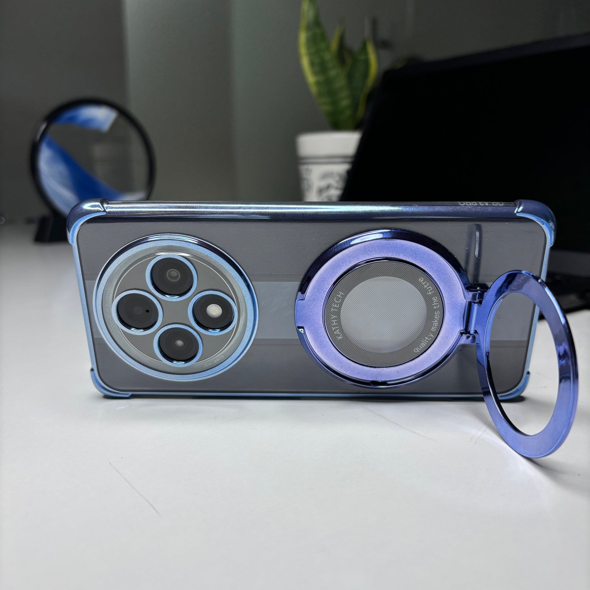 Blue Oppo F27 Pro cover with stand