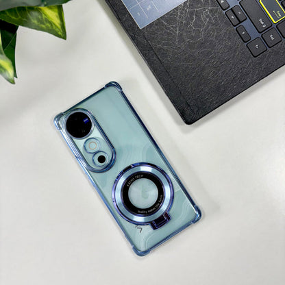 Vivo V40 5G Original Luxury Magnifier Ring Stand Shockproof Airbags Corner Case