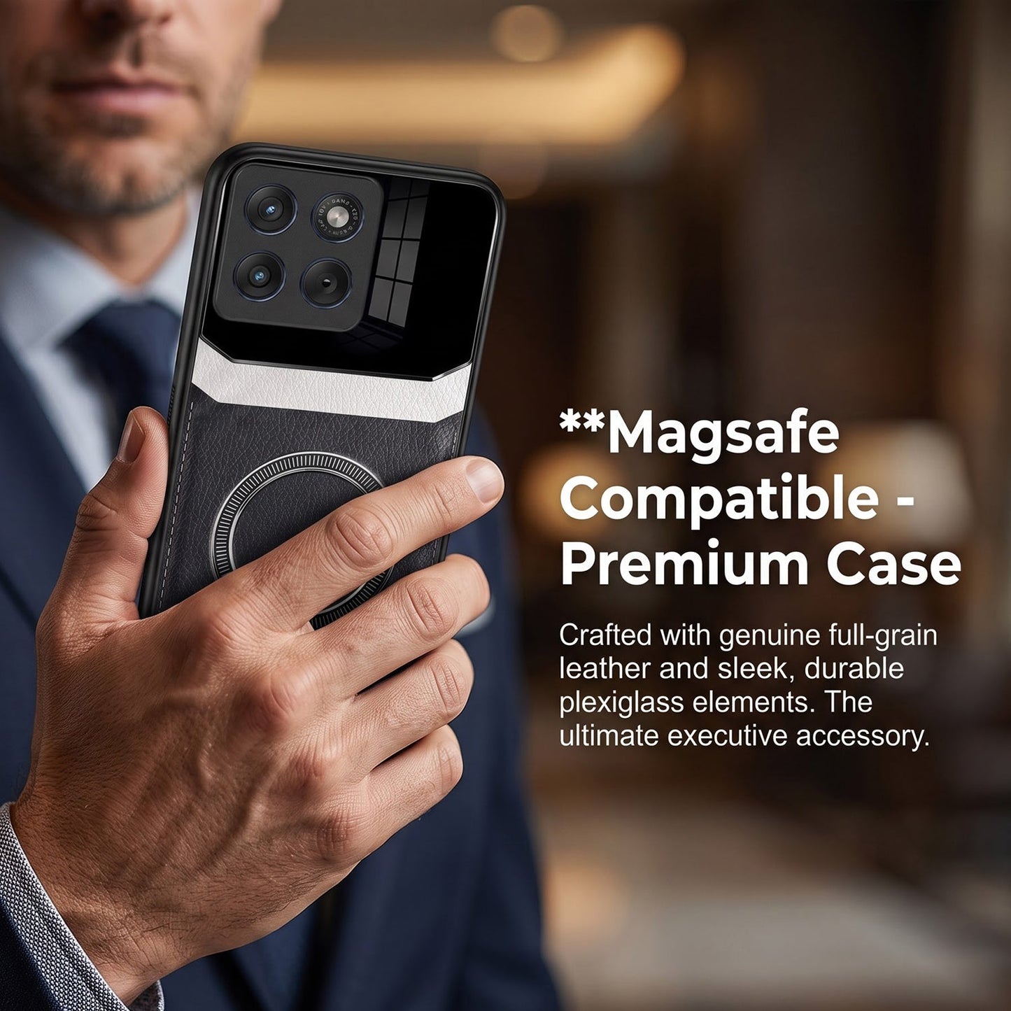 Motorola Edge 70 5G Premium Magsafe Magnetic Leather Lens Protective Case