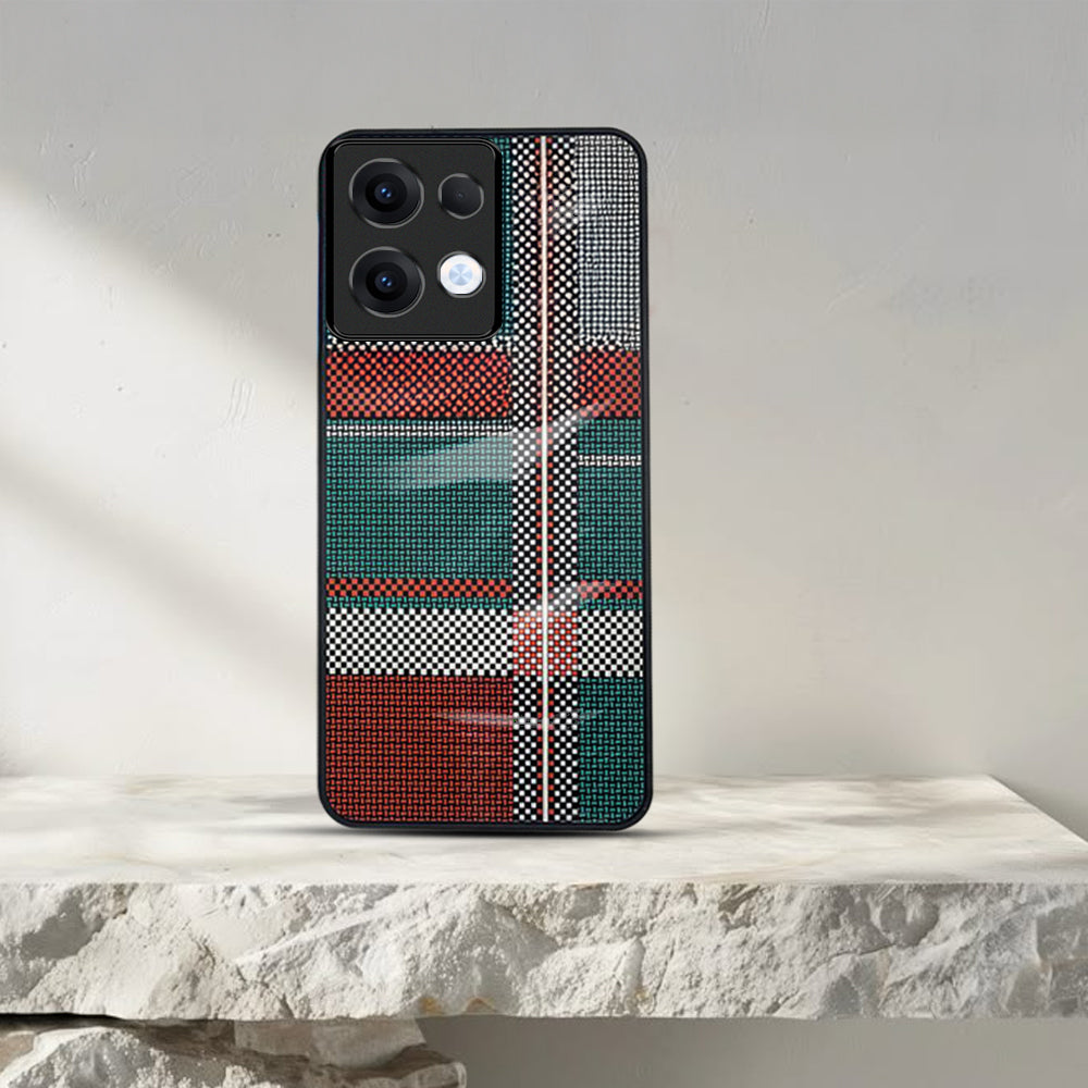 Oppo Reno 13 5G Luxury Grid Pattern Glass Back Shockproof Case