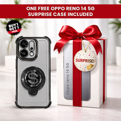Oppo Reno14 5G Four Corner Airbags 100% Original Astro Money Magnet Rotating Dollar Case (Buy 1 Get 1 Surprise Cover)