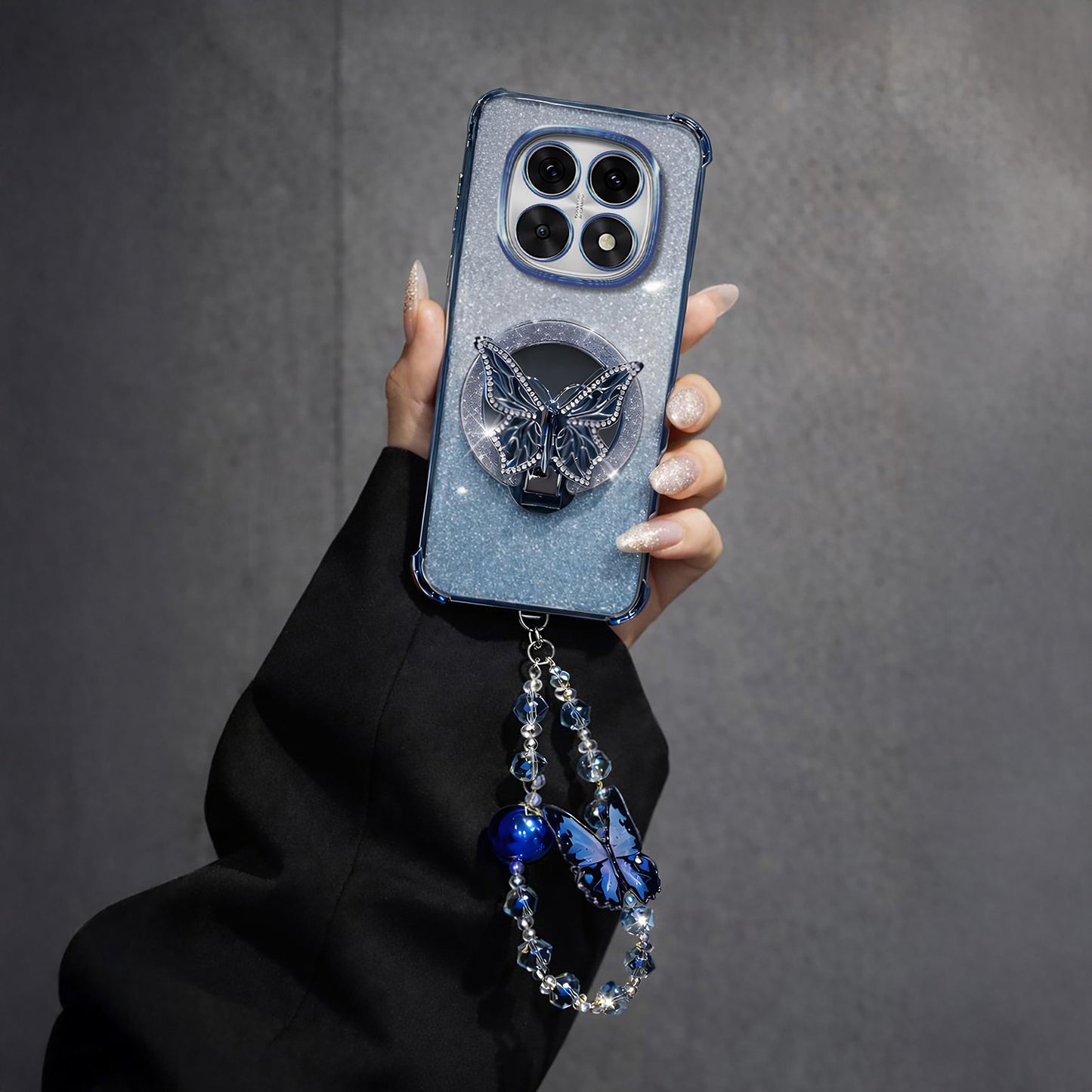 Oppo F29 Pro 5G Shockproof Butterfly Stand Case with Charm Strap