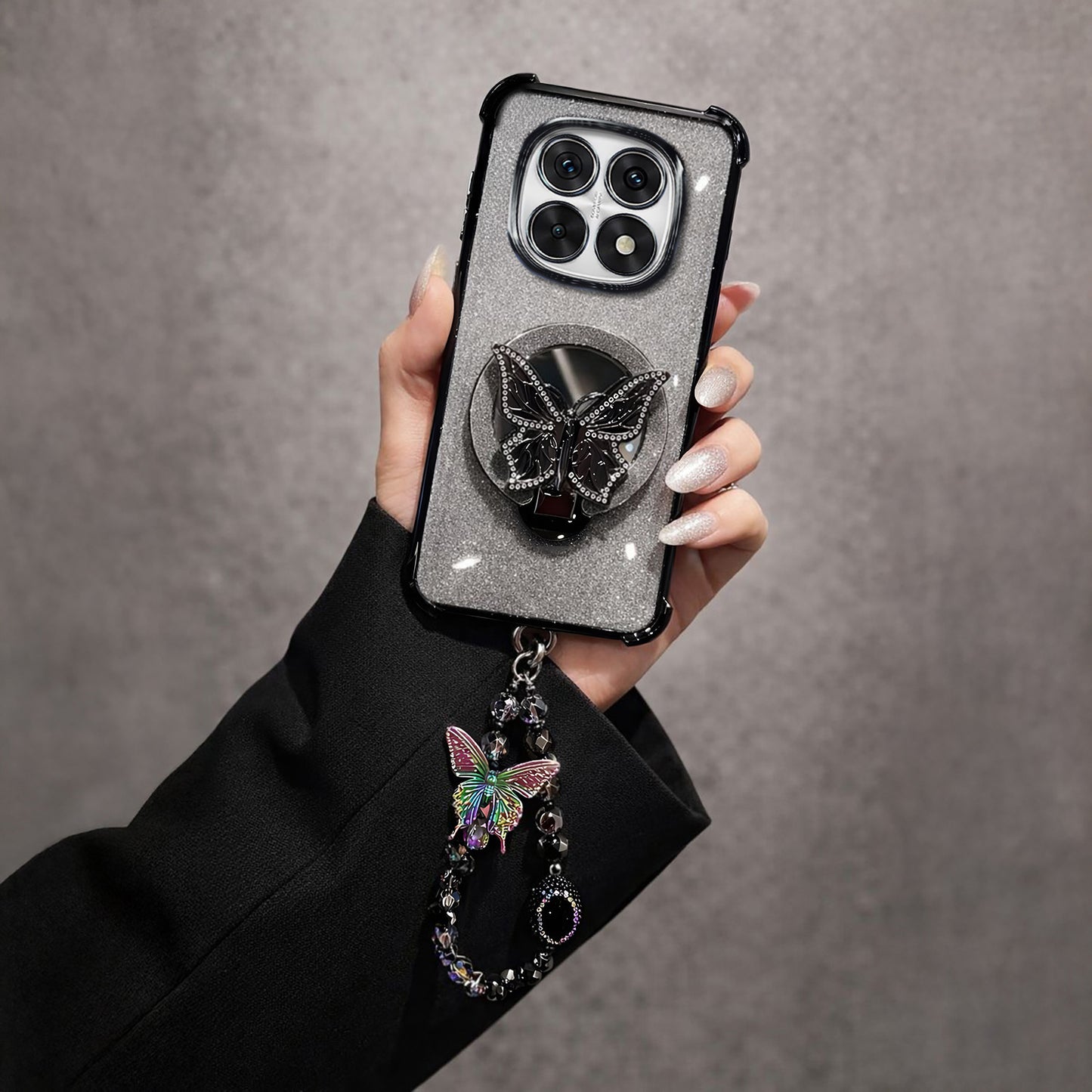 Oppo F29 Pro 5G Shockproof Butterfly Stand Case with Charm Strap