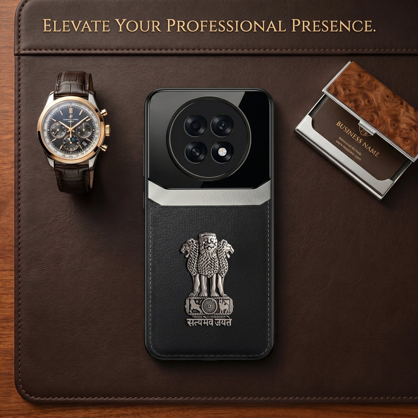 Oppo F31 Pro+ 5G Satyamev Jayate 3D Metal Leather Back Case