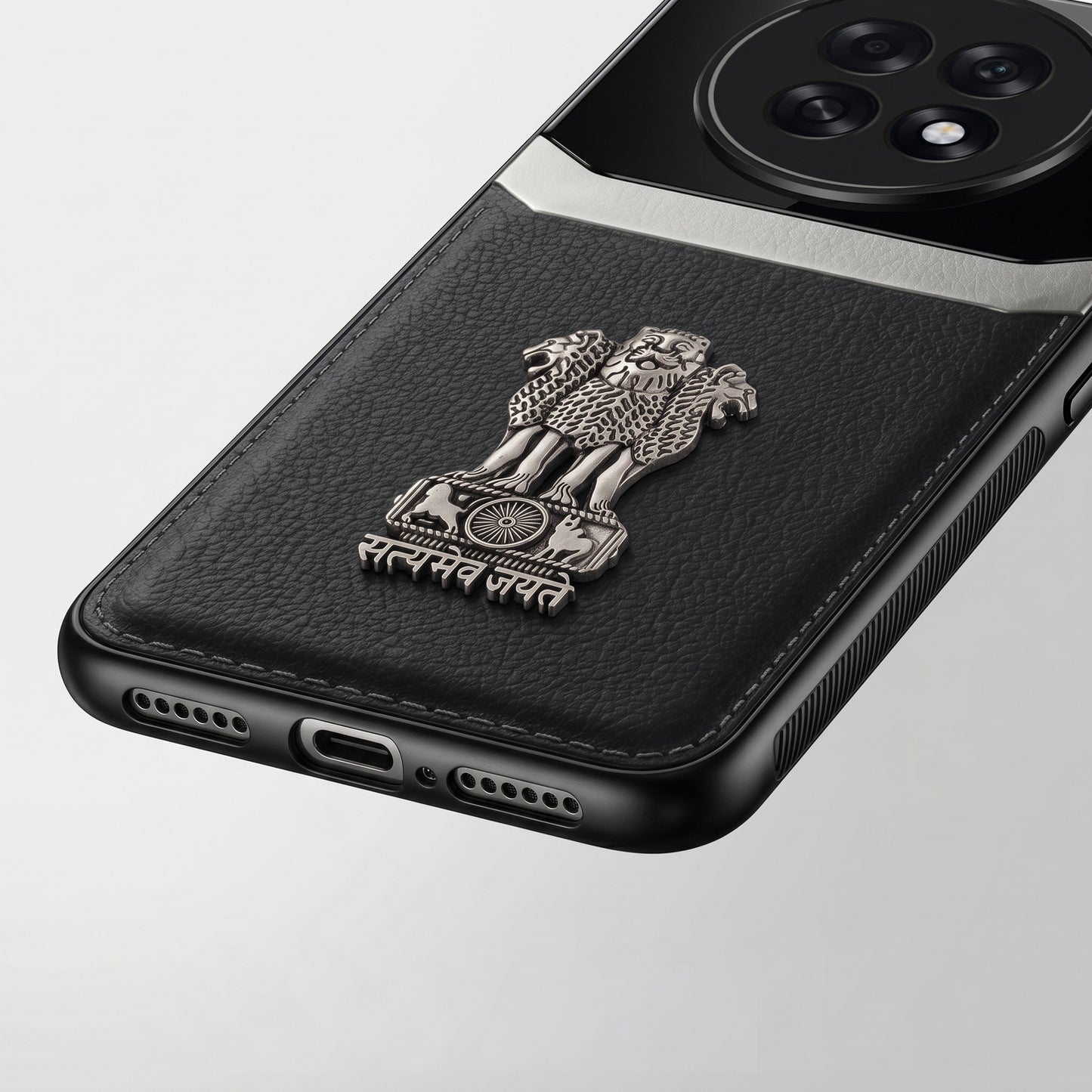 Oppo F31 Pro+ 5G Satyamev Jayate 3D Metal Leather Back Case