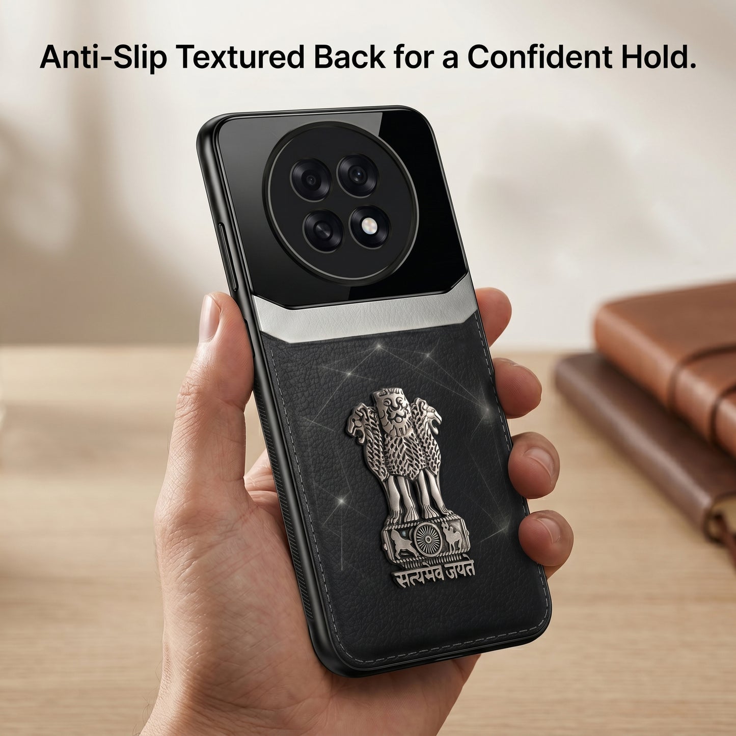 Oppo F31 Pro+ 5G Satyamev Jayate 3D Metal Leather Back Case