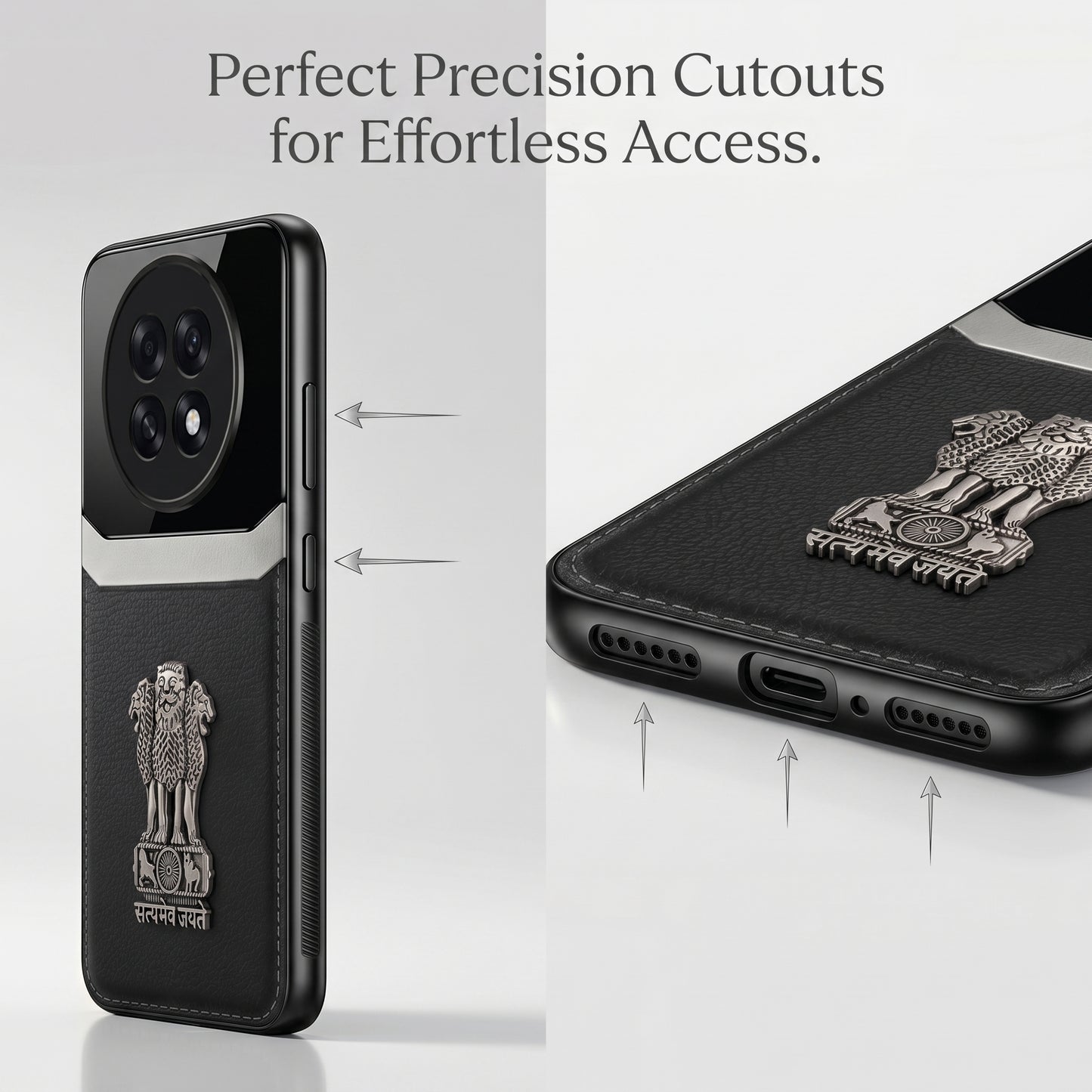 Oppo F31 Pro+ 5G Satyamev Jayate 3D Metal Leather Back Case