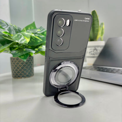 Oppo Reno12 Pro 5G Original Luxury Leather Lens Magnifier Ring Stand Case