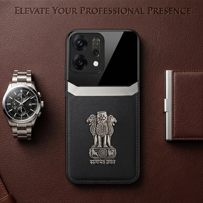 Oppo Reno 14 5G Satyamev Jayate 3D Metal Leather Back Case