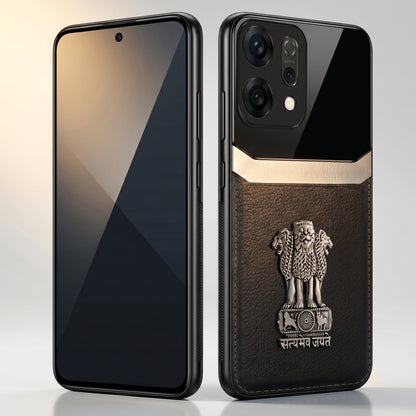 Oppo Reno 14 5G Satyamev Jayate 3D Metal Leather Back Case