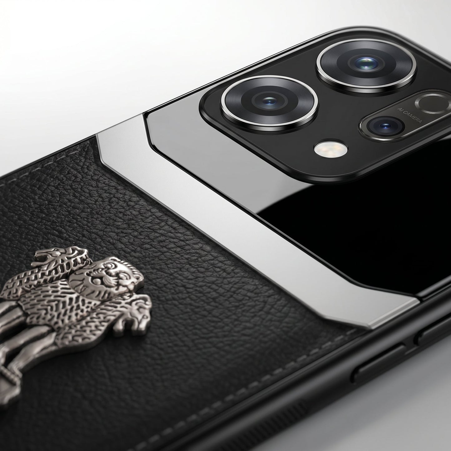 Oppo Reno 14 5G Satyamev Jayate 3D Metal Leather Back Case