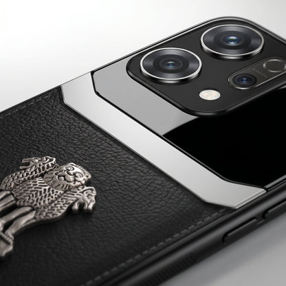 Oppo Reno 14 5G Satyamev Jayate 3D Metal Leather Back Case