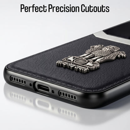 Oppo Reno 14 5G Satyamev Jayate 3D Metal Leather Back Case
