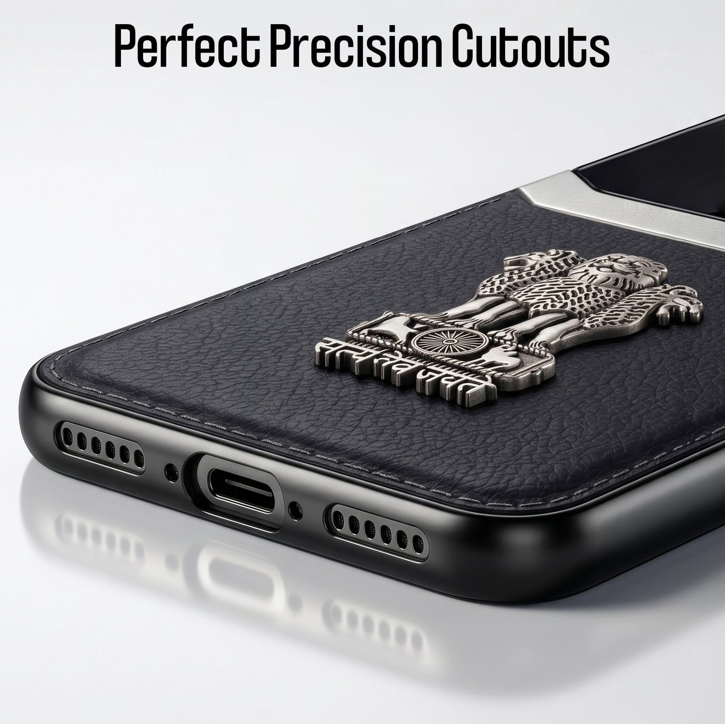 Oppo Reno 14 5G Satyamev Jayate 3D Metal Leather Back Case