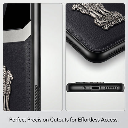 Oppo Reno 14 5G Satyamev Jayate 3D Metal Leather Back Case
