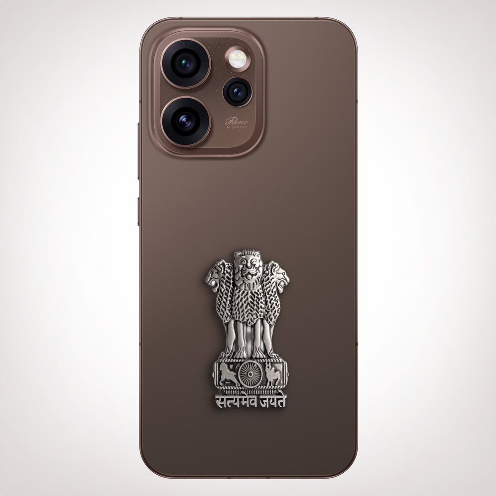 Oppo Reno 15 Pro Mini 5G Compatible Satyamev Jayate 3D Metal Emblem Sticker