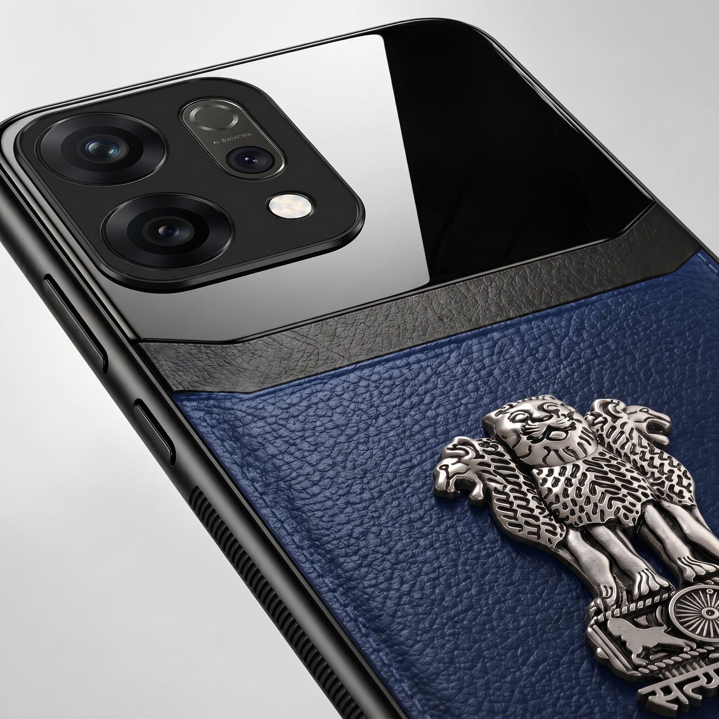 Oppo Reno 14 5G Satyamev Jayate 3D Metal Leather Back Case