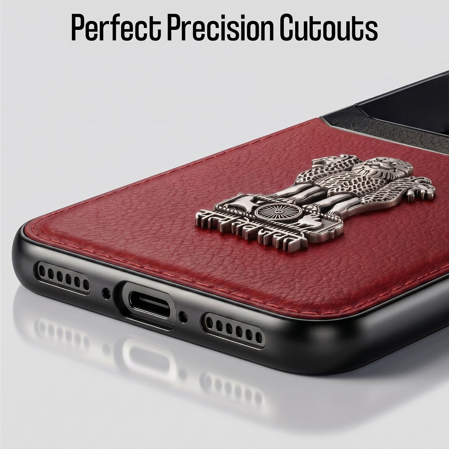Oppo Reno 14 5G Satyamev Jayate 3D Metal Leather Back Case