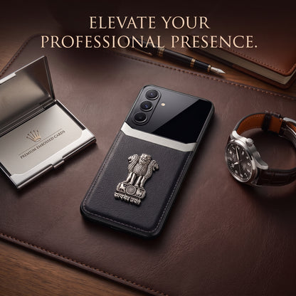 Galaxy A56 Satyamev Jayate 3D Metal Leather Back Case