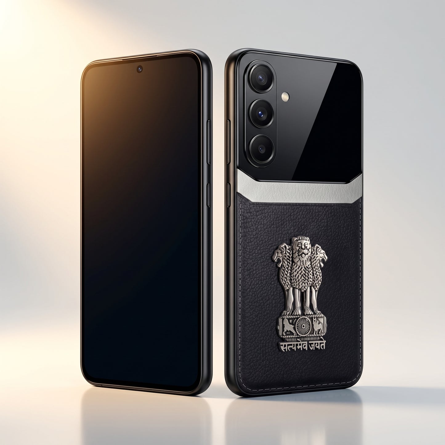 Galaxy A56 Satyamev Jayate 3D Metal Leather Back Case
