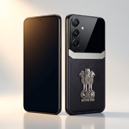 Galaxy A56 Satyamev Jayate 3D Metal Leather Back Case