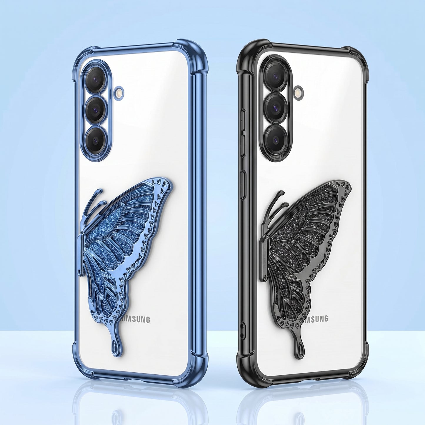 Samsung Galaxy A16 5G Premium Butterfly Glitter Transparent Shockproof Airbag Phone Case