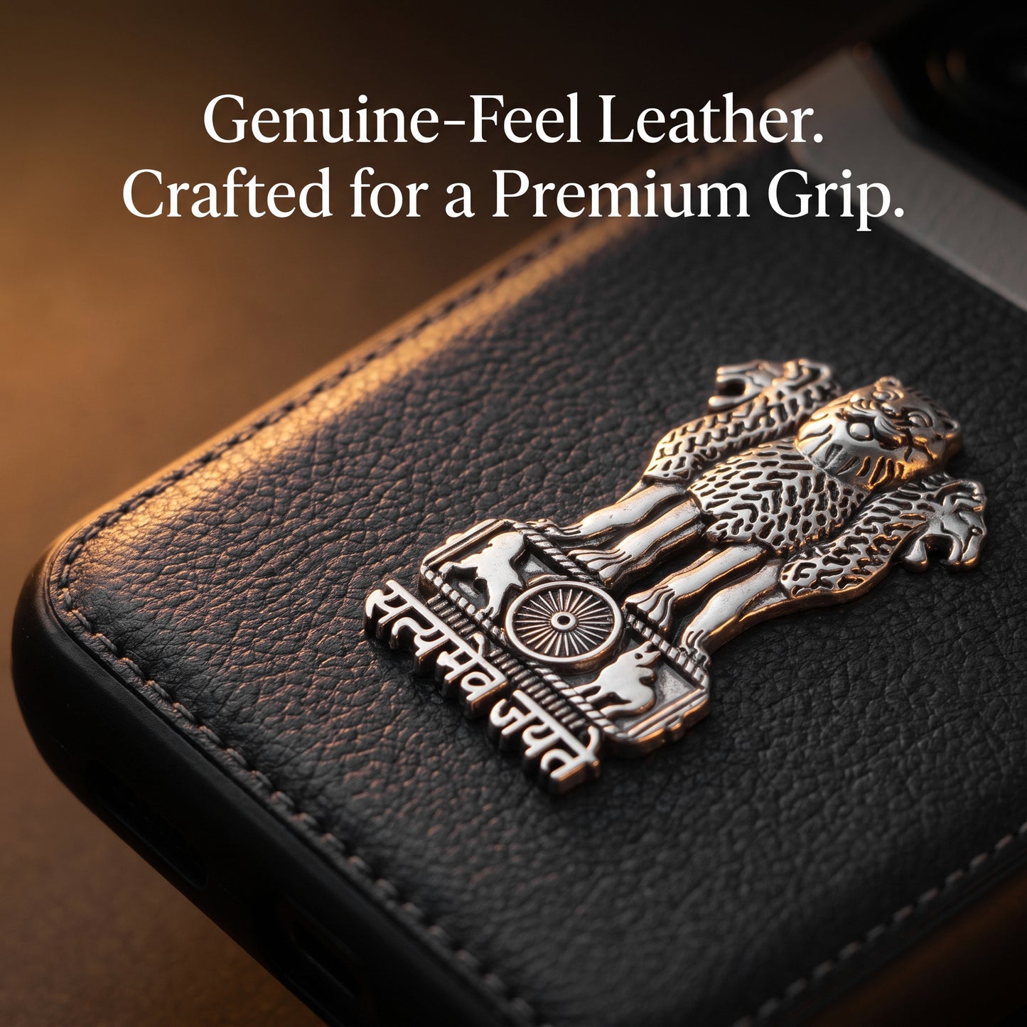 Galaxy A56 Satyamev Jayate 3D Metal Leather Back Case