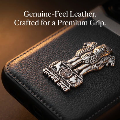 Galaxy A56 Satyamev Jayate 3D Metal Leather Back Case