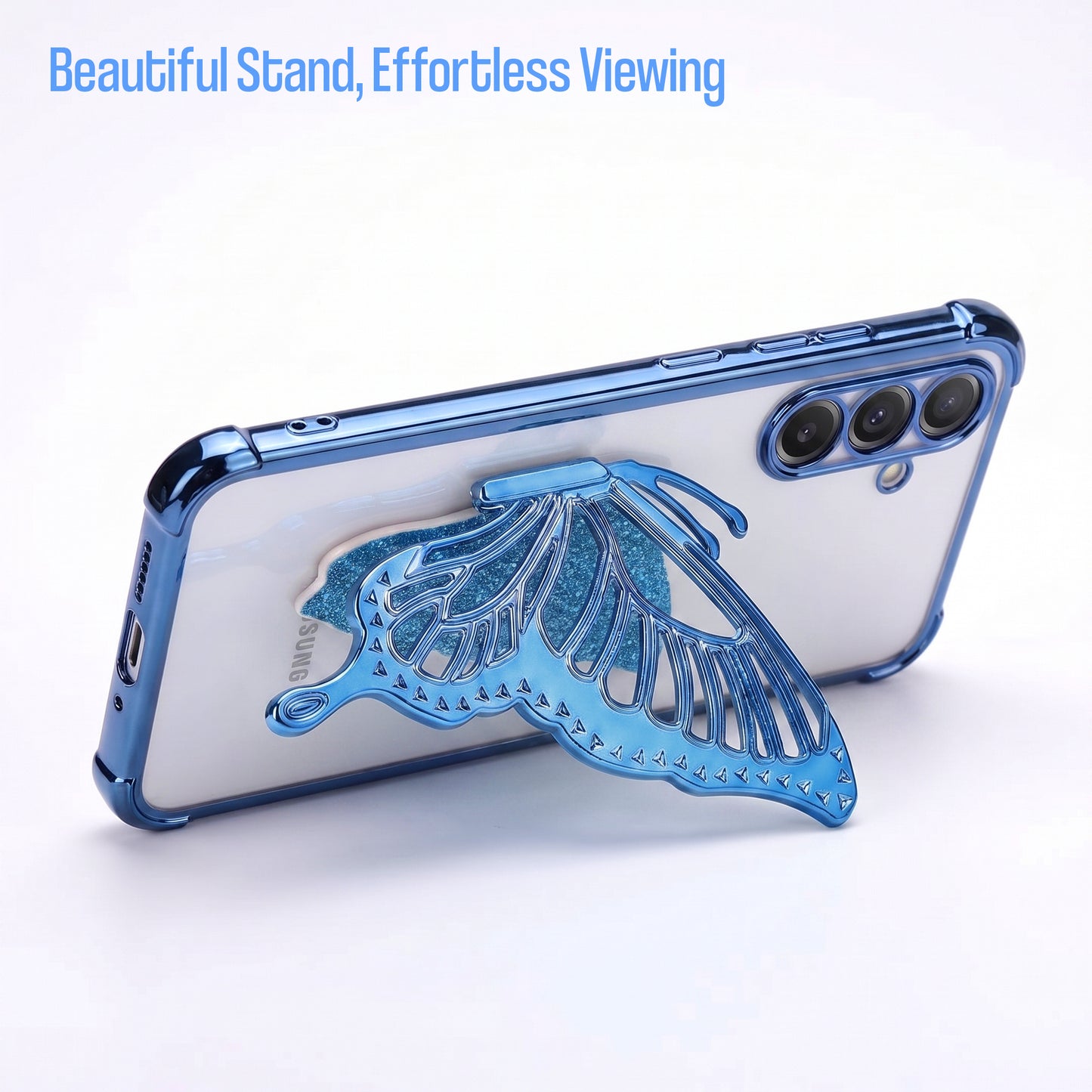 Samsung Galaxy A16 5G Premium Butterfly Glitter Transparent Shockproof Airbag Phone Case